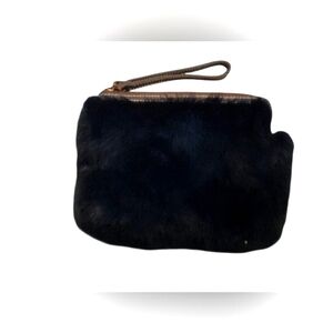 PATRICIA NASH Rabbit Fur Leather Clutch Wristlet
